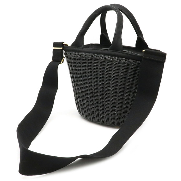 Prada Canvas Basket Bag Nero Black Wicker 2WAY - Picture 1 of 7